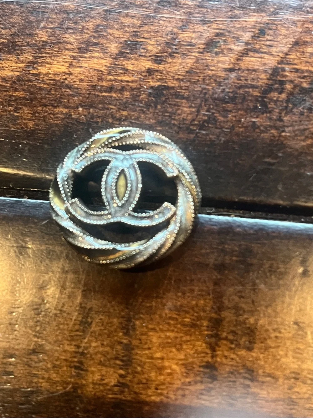 Chanel Gold-Tone Interlocking CC Logo Button -